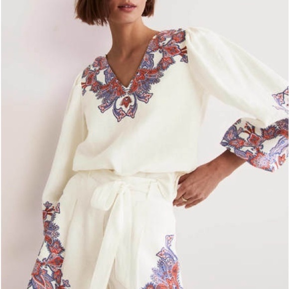 NWT Women’s Boden V Neck Linen Top Size 10 - Picture 5 of 6